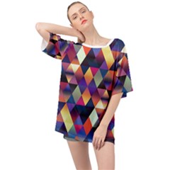 Colorful Geometric  Oversized Chiffon Top by SpinnyChairDesigns