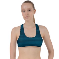 Teal Blue Ombre Criss Cross Racerback Sports Bra by SpinnyChairDesigns