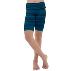 Teal Blue Ombre Kids  Lightweight Velour Cropped Yoga Leggings by SpinnyChairDesigns