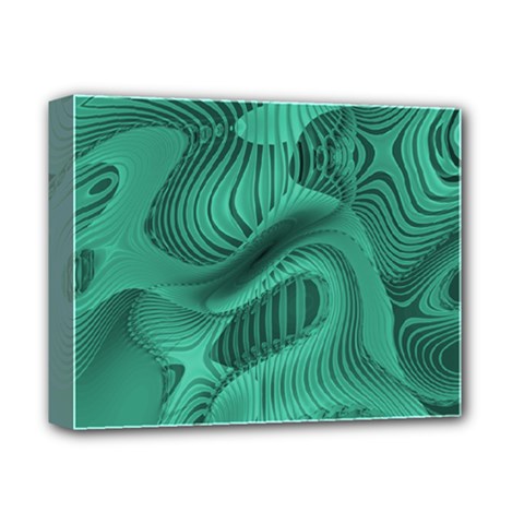 Biscay Green Swirls Deluxe Canvas 14  X 11  (stretched) by SpinnyChairDesigns