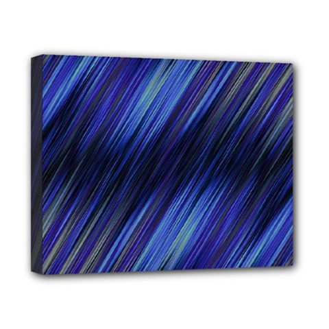 Indigo And Black Stripes Canvas 10  X 8  (stretched) by SpinnyChairDesigns