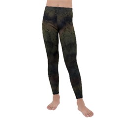 Army Green Grunge Texture Kids  Lightweight Velour Leggings by SpinnyChairDesigns