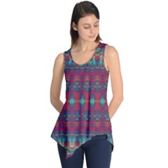 Boho Red Teal Pattern Sleeveless Tunic by SpinnyChairDesigns