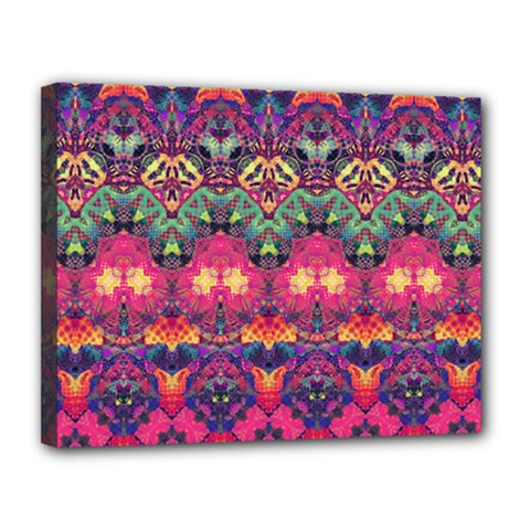 Boho Colorful Pattern Canvas 14  X 11  (stretched) by SpinnyChairDesigns