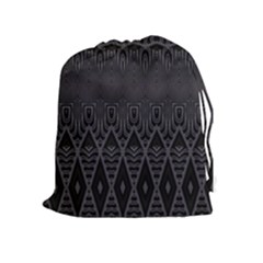 Boho Black Diamonds Drawstring Pouch (xl) by SpinnyChairDesigns