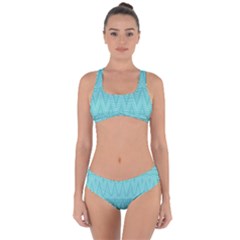 Boho Teal Pattern Criss Cross Bikini Set by SpinnyChairDesigns