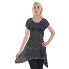 Boho Antique Bronze Pattern Short Sleeve Side Drop Tunic by SpinnyChairDesigns