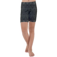 Boho Antique Bronze Pattern Kids  Lightweight Velour Capri Yoga Leggings by SpinnyChairDesigns