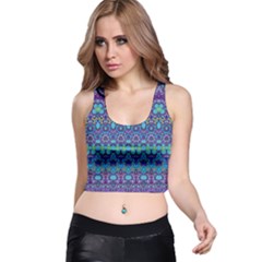 Boho Purple Blue Teal Floral Racer Back Crop Top by SpinnyChairDesigns