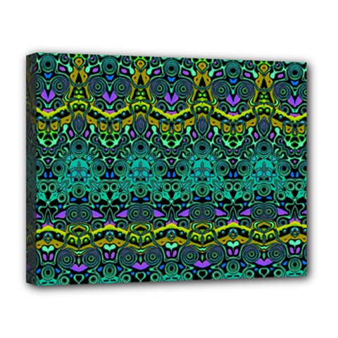 Boho Emerald Green Canvas 14  X 11  (stretched) by SpinnyChairDesigns