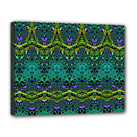 Boho Emerald Green Canvas 14  X 11  (stretched) by SpinnyChairDesigns