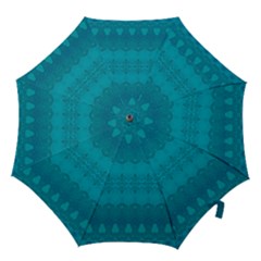 Boho Teal Pattern Hook Handle Umbrellas (large) by SpinnyChairDesigns