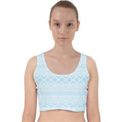 Boho Baby Blue Pattern Velvet Racer Back Crop Top by SpinnyChairDesigns