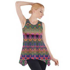 Boho Colorful Pattern Side Drop Tank Tunic by SpinnyChairDesigns