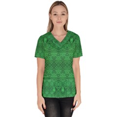 Boho Emerald Green Women s V-neck Scrub Top by SpinnyChairDesigns
