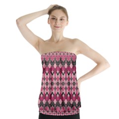Boho Pink Grey  Strapless Top by SpinnyChairDesigns