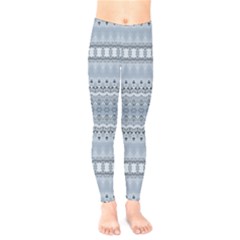 Boho Faded Blue Grey Kids  Leggings by SpinnyChairDesigns