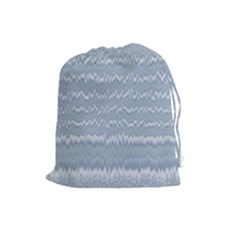 Boho Faded Blue Stripes Drawstring Pouch (large) by SpinnyChairDesigns