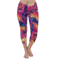 Colorful Boho Abstract Art Capri Winter Leggings  by SpinnyChairDesigns