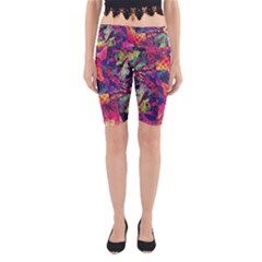 Colorful Boho Abstract Art Yoga Cropped Leggings by SpinnyChairDesigns