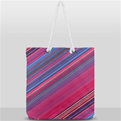 Boho Pink Blue Stripes Full Print Rope Handle Tote (large) by SpinnyChairDesigns