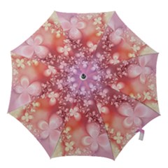 Boho Pastel Pink Floral Print Hook Handle Umbrellas (large) by SpinnyChairDesigns