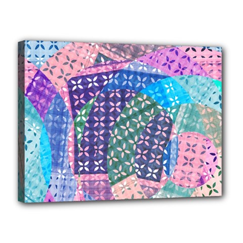 Boho Patchwork Canvas 16  X 12  (stretched) by SpinnyChairDesigns