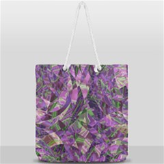Boho Violet Mosaic Full Print Rope Handle Tote (large) by SpinnyChairDesigns