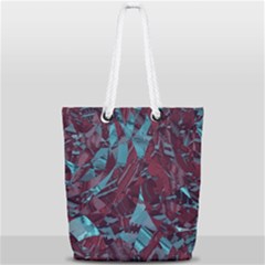 Boho Teal Wine Mosaic Full Print Rope Handle Tote (small) by SpinnyChairDesigns