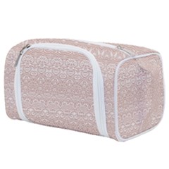 Boho Tan Lace Toiletries Pouch by SpinnyChairDesigns