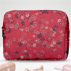 Red Wildflower Floral Print Make Up Pouch (large) by SpinnyChairDesigns