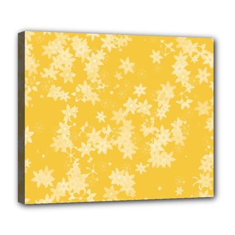 Saffron Yellow Floral Print Deluxe Canvas 24  X 20  (stretched) by SpinnyChairDesigns