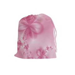 Blush Pink Floral Print Drawstring Pouch (large) by SpinnyChairDesigns