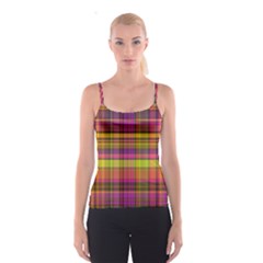 Pink Yellow Madras Plaid Spaghetti Strap Top by SpinnyChairDesigns