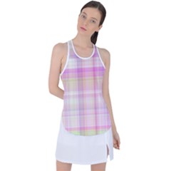 Pink Madras Plaid Racer Back Mesh Tank Top by SpinnyChairDesigns