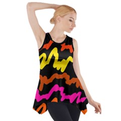 Multicolored Scribble Abstract Pattern Side Drop Tank Tunic by dflcprintsclothing