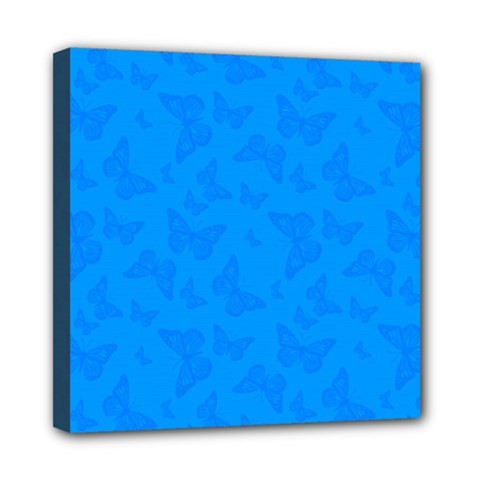 Cornflower Blue Butterfly Print Mini Canvas 8  X 8  (stretched) by SpinnyChairDesigns