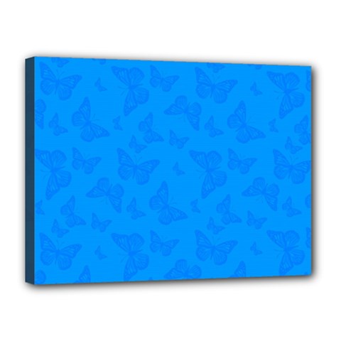 Cornflower Blue Butterfly Print Canvas 16  X 12  (stretched) by SpinnyChairDesigns