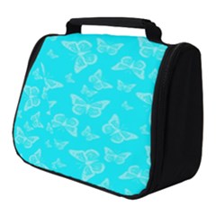 Aqua Blue Butterfly Print Full Print Travel Pouch (small) by SpinnyChairDesigns