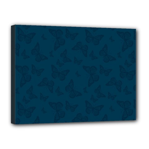 Indigo Dye Blue Butterfly Pattern Canvas 16  X 12  (stretched)