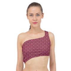 Boho Wine Floral Print Spliced Up Bikini Top  by SpinnyChairDesigns