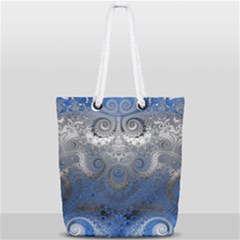 Blue Swirls And Spirals Full Print Rope Handle Tote (small) by SpinnyChairDesigns