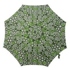 Black Lime Green Checkered Hook Handle Umbrellas (large) by SpinnyChairDesigns