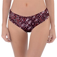 Abstract Red Black Checkered Reversible Classic Bikini Bottoms by SpinnyChairDesigns