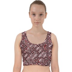 Abstract Red Black Checkered Velvet Racer Back Crop Top by SpinnyChairDesigns