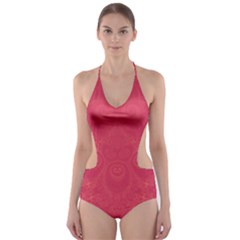 Blush Pink Octopus Swirls Cut-out One Piece Swimsuit by SpinnyChairDesigns