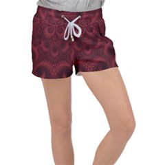 Burgundy Wine Swirls Velour Lounge Shorts by SpinnyChairDesigns