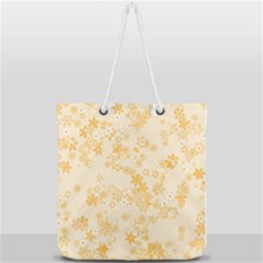 Yellow Flowers Floral Print Full Print Rope Handle Tote (large) by SpinnyChairDesigns