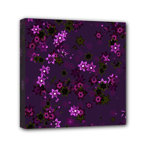Purple Flowers Mini Canvas 6  X 6  (stretched) by SpinnyChairDesigns