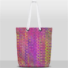 Boho Fuchsia Floral Print  Full Print Rope Handle Tote (small) by SpinnyChairDesigns